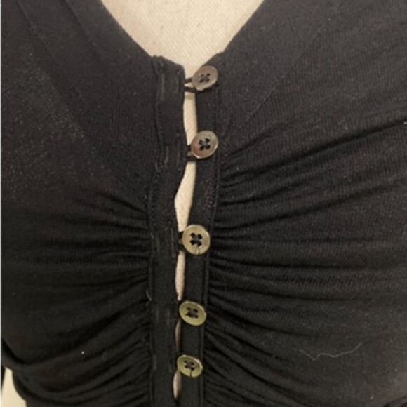 #133 FREE PEOPLE black Stretch Top - Picture 6 of 7